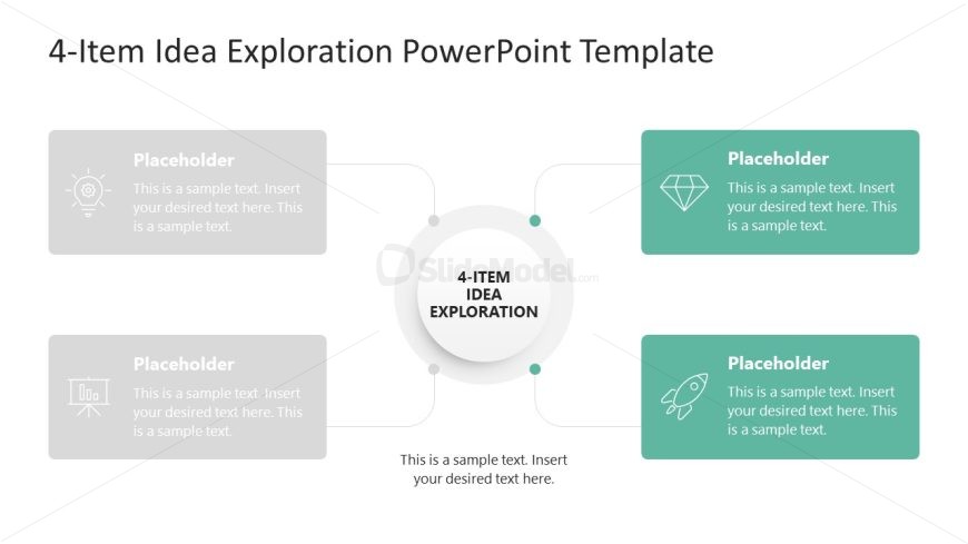 PPT 4-Item Idea Exploration Diagram Slide Template