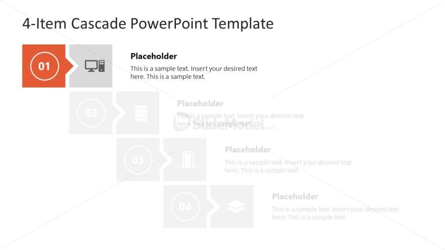 4-Item Cascade Template for PowerPoint 