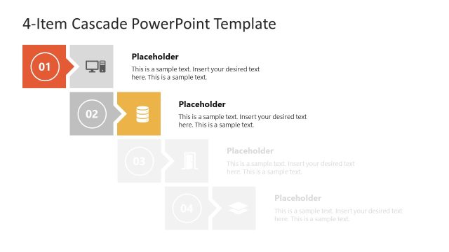 Editable 4-Item Cascade PPT Template