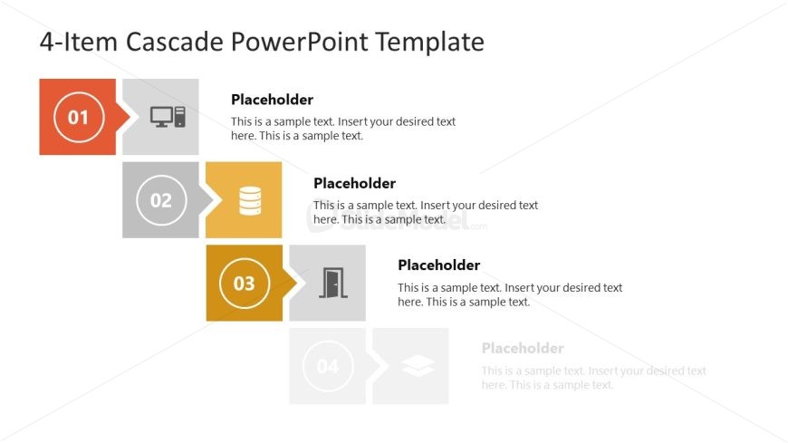 4-Item Cascade Slide for PowerPoint 