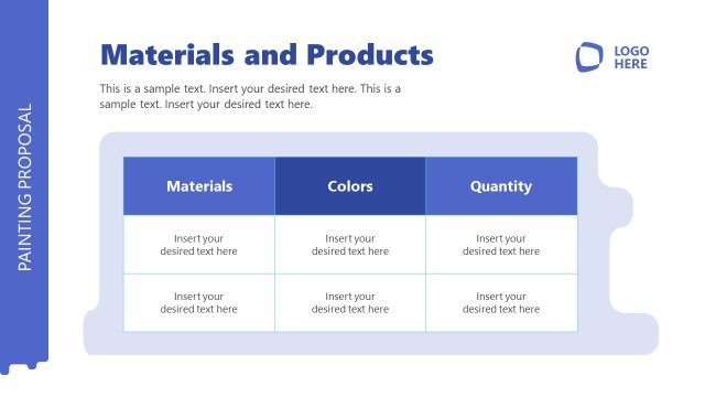 Slide for Materials and Products – Painting Proposal PowerPoint
