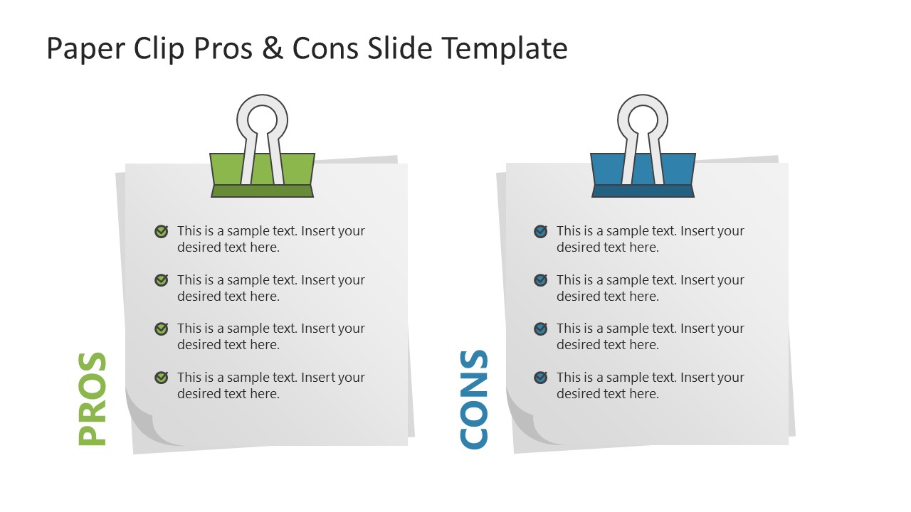 Paper Clip Pros & Cons PPT Template 