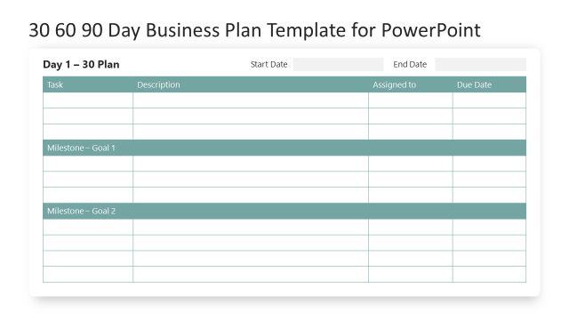 30 60 90 Day Business Plan Template for PowerPoint