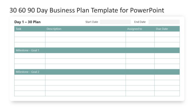 30 60 90 Day Business Plan Template for PowerPoint SlideModel