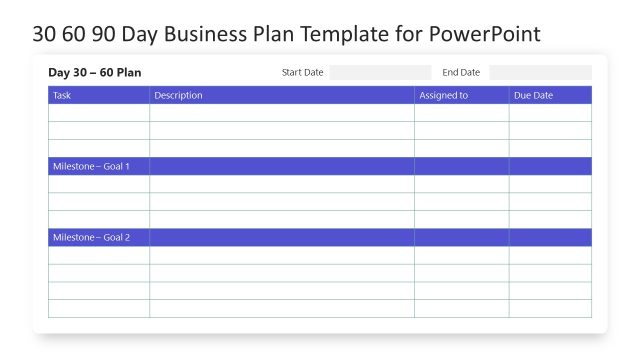 30 60 90 Day Business Plan Template for Presentation