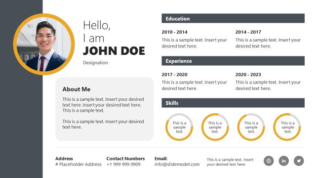 One Slide Resume Template for Presentation