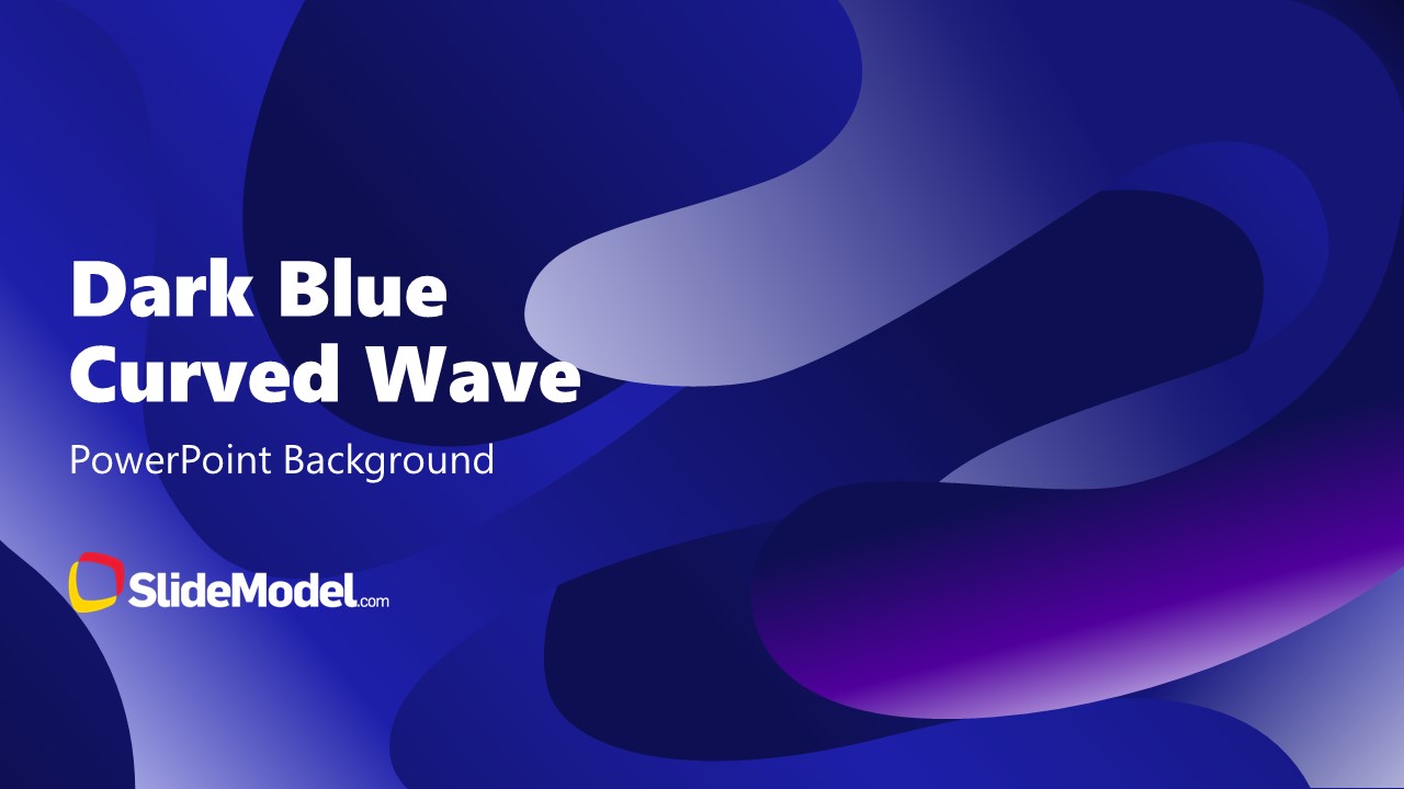 Dark Blue Curved Wave Background Template Slide 