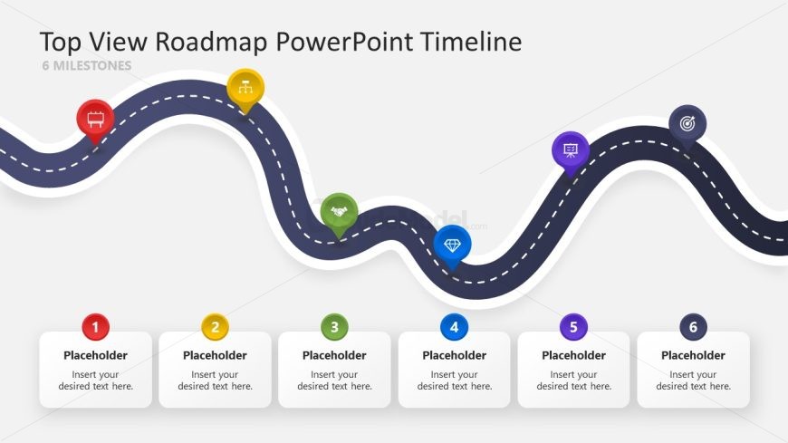 Top View Roadmap PowerPoint Timeline Slide 