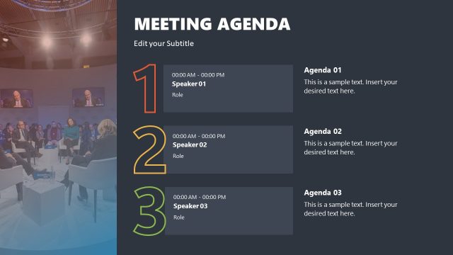 Three Speakers Slide – Meeting Agenda Template
