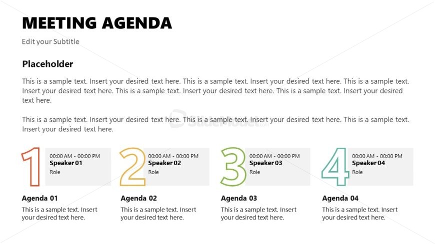 White Background PowerPoint Slide - Meeting Agenda 