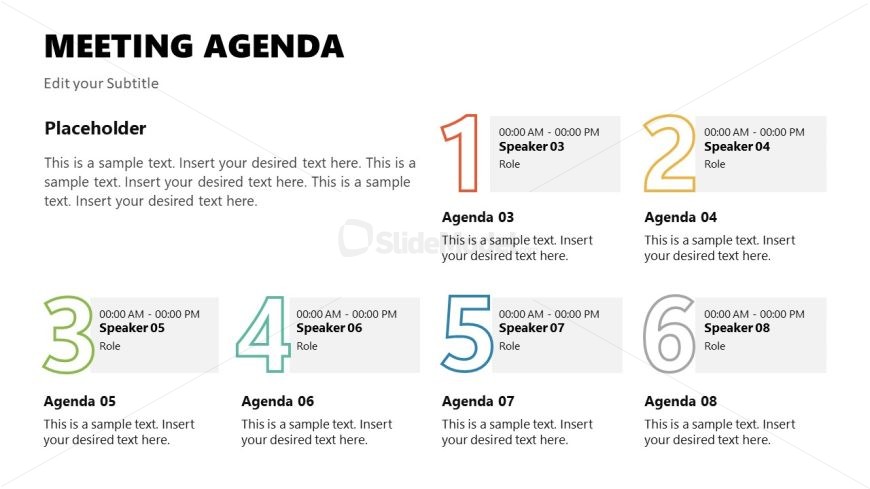 Meeting Agenda Template Slide with White Background
