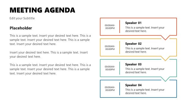 Meeting Agenda Slide with Rectangular Text Boxes