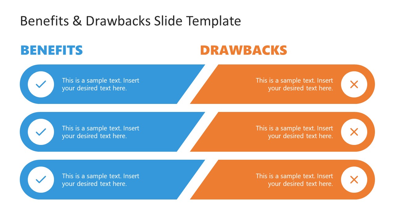 Benefits Drawbacks Slide Template For PowerPoint