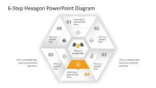 Customizable 6-Step Hexagon Diagram Slide 