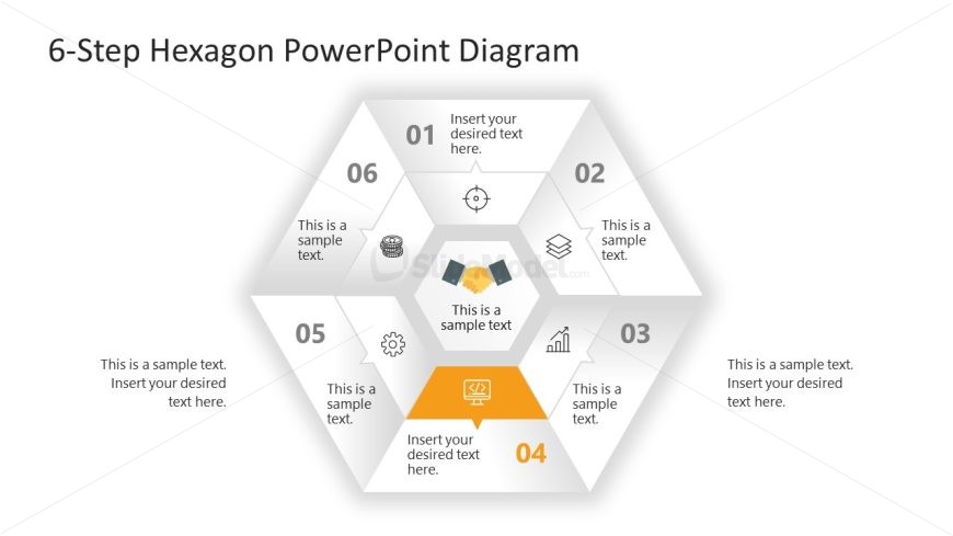 Customizable 6-Step Hexagon Diagram Slide 