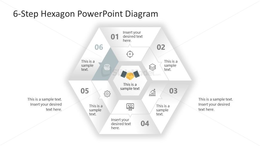 PPT Template for 6-Step Hexagon Diagram