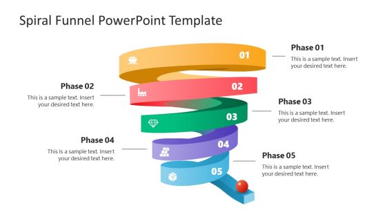 5-Phase Spiral Funnel Template for PowerPoint