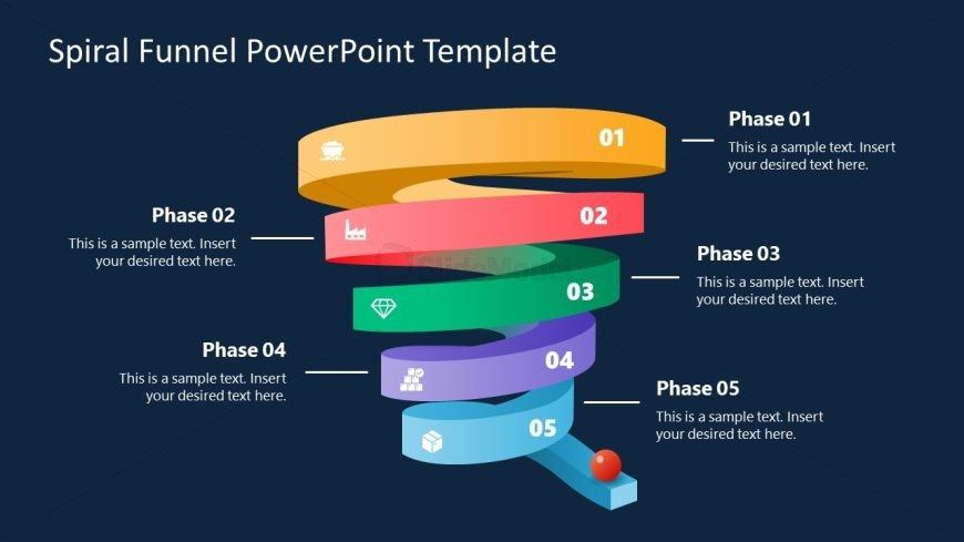 5-Phase Spiral Funnel Template Slide