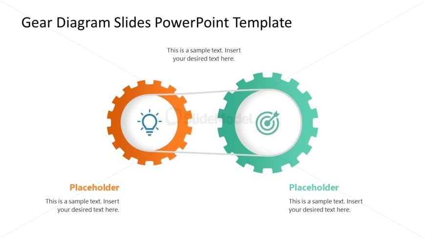 Two Gears with Infographics PowerPoint Slide 