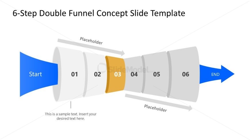 6-Step Double Funnel Concept PPT Template Slide 