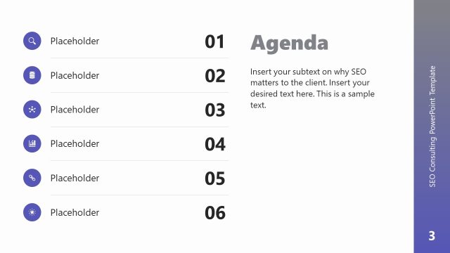 Presentation Agenda Slide for SEO Consulting Template