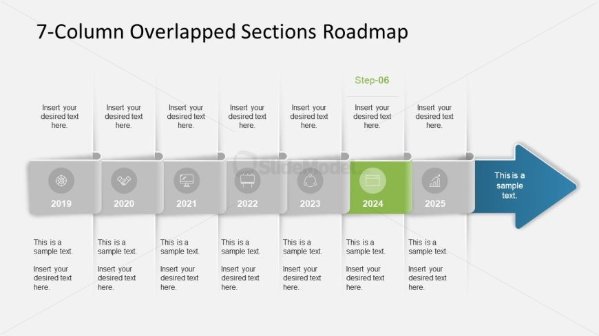 Editable Overlapped Sections Roadmap PPT Template 