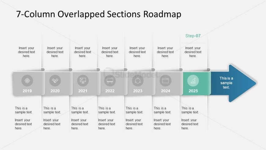 7-Columns Overlapped Sections Roadmap Template 