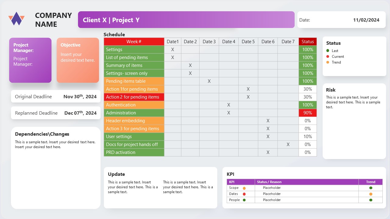 Simple Status Report PowerPoint Template