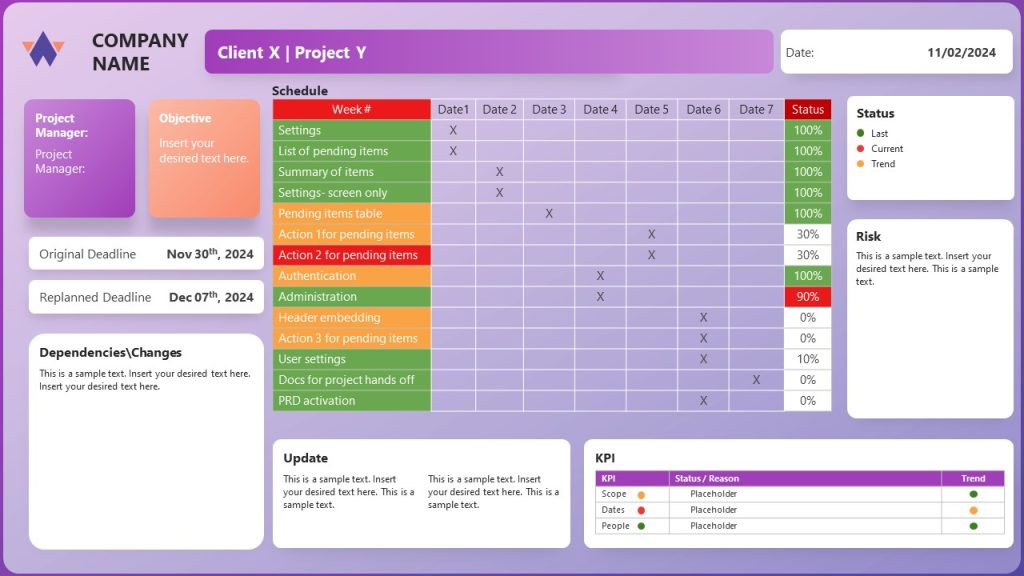 Simple Status Report PowerPoint Slide - SlideModel