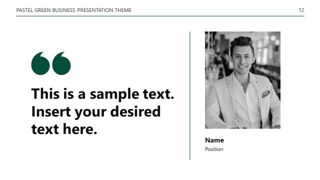 Pastel Green Theme Slide with Placeholder Image