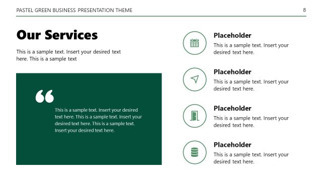 PPT Slide for Our Services – Pastel Green Theme