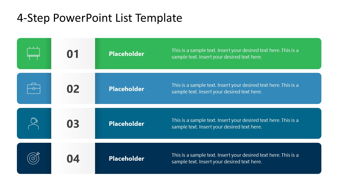 PowerPoint Template for 4-Step List Presentation 
