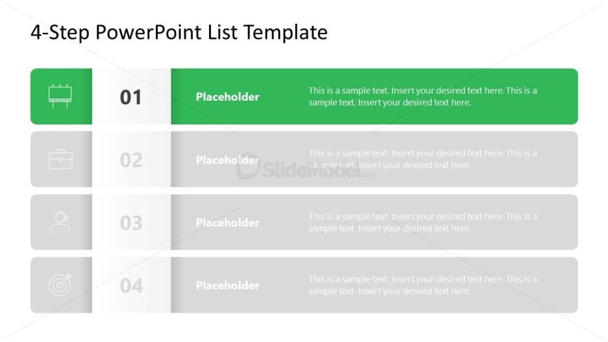 PPT Template for 4-Step List Presentation 