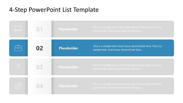 Customizable 4-Step PPT List Template