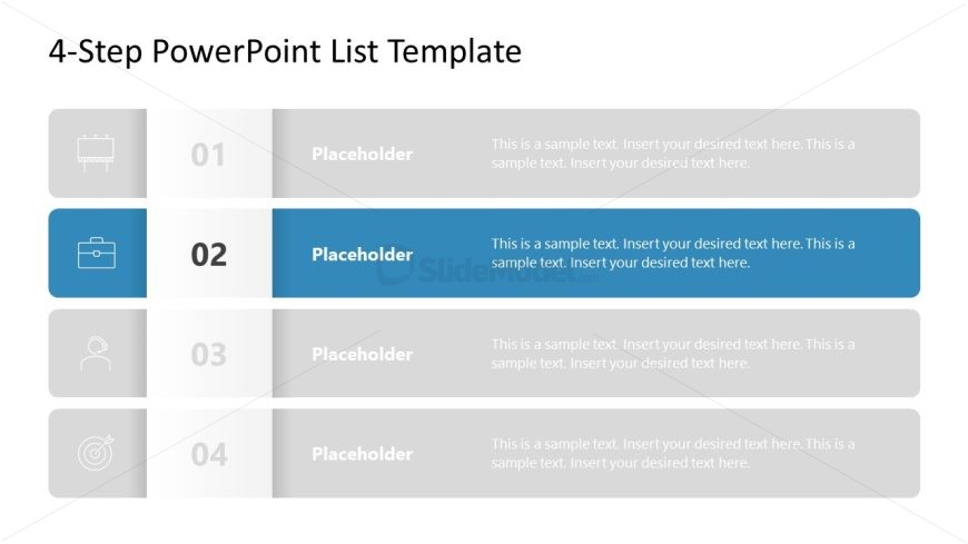 PowerPoint Slide for 4-Step List 