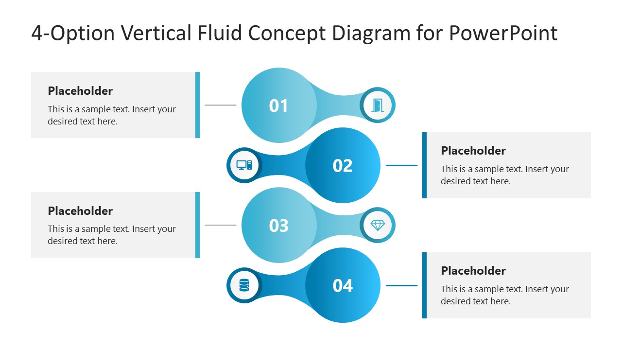 4-Option Vertical Fluid Concept Template for PowerPoint 