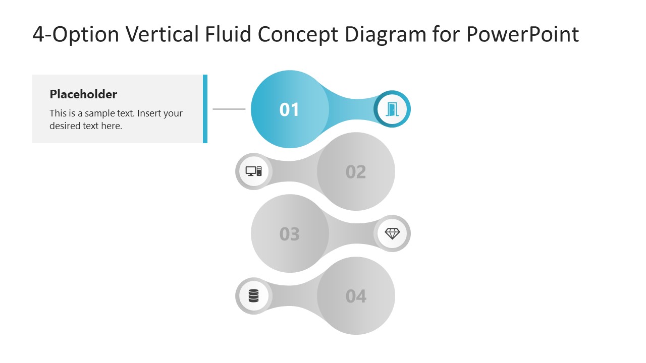 4-Option Vertical Fluid Concept PowerPoint Template