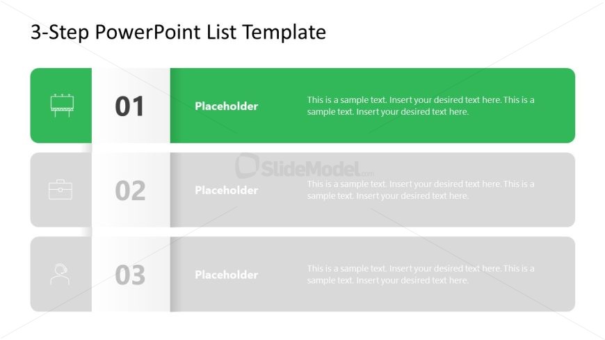 3-Step List Slide for PowerPoint 