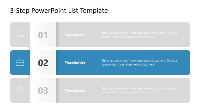 Customizable 3-Step PPT List Template