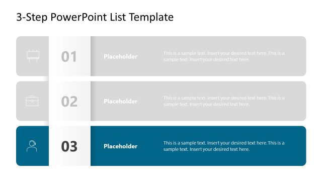 3-Step List Template for Presentation