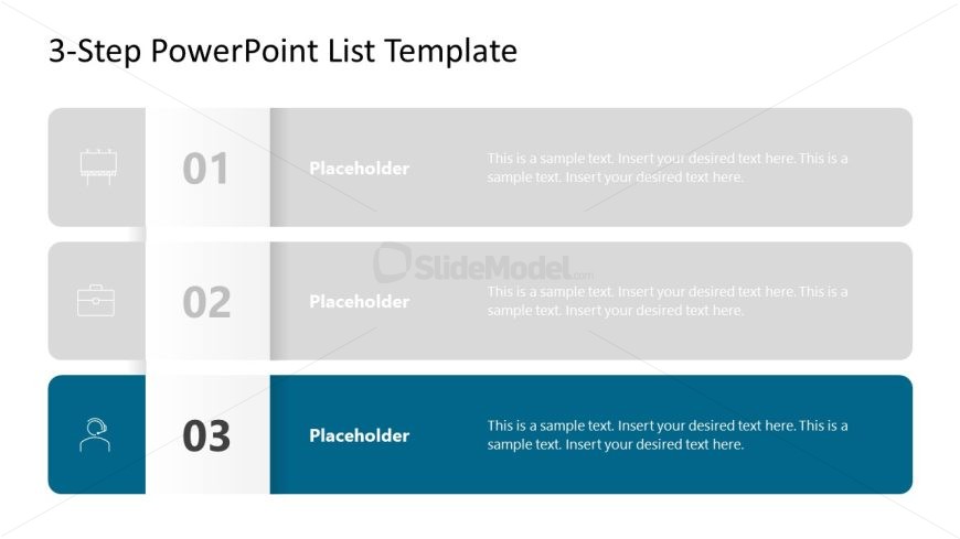 3-Step List Template Slide
