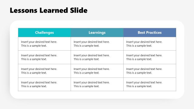 Lessons Learned Slide – 100 Days Plan Template