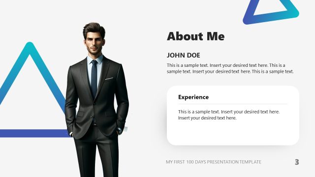About Me Presentation Slide – First 100 Days PPT Slide