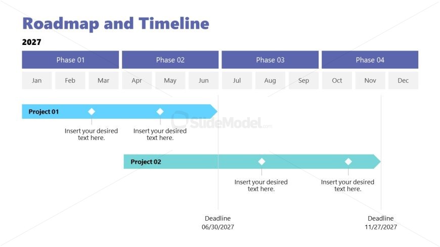 Horizontal Roadmap and Timeline PowerPoint Template Slide - SlideModel