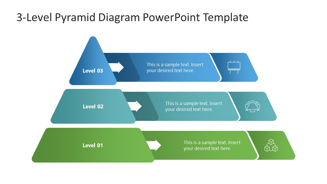 Editable 3 Level Pyramid Diagram Slide Template
