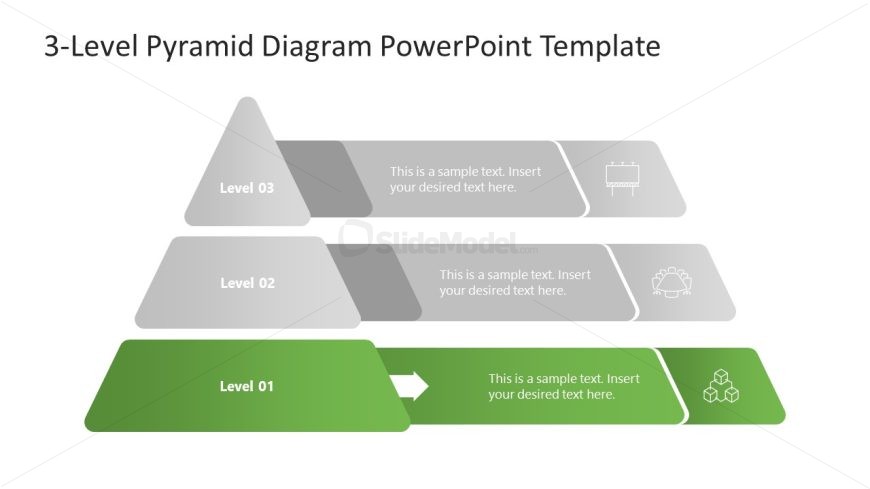 Three Level Pyramid Diagram with First Level Highlight