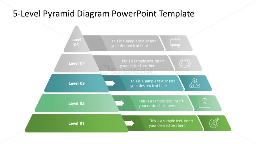 5-Level Pyramid Diagram PPT Template Slide