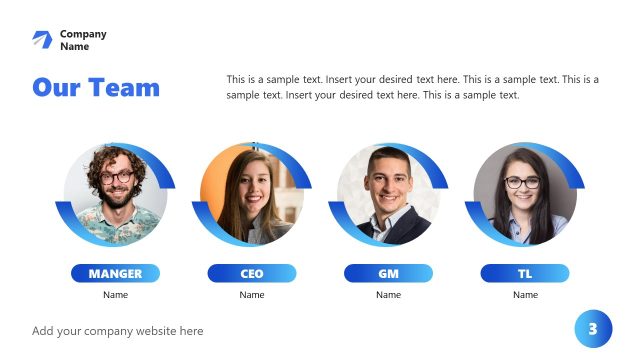 Our Team Slide Template with Placeholder Images