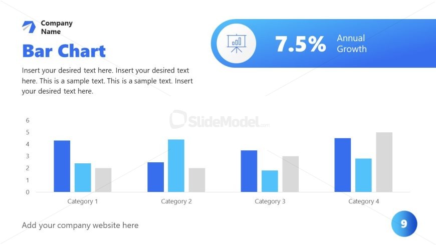 Stats Presentation Slide with Editable Bar Chart