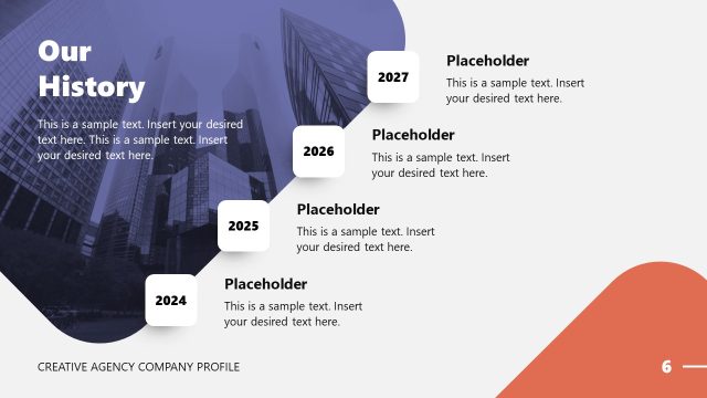 History Timeline Slide for Company Profile Meeting